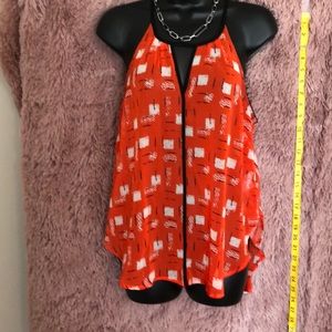 Lush tunic top  size small 100 poly orange black